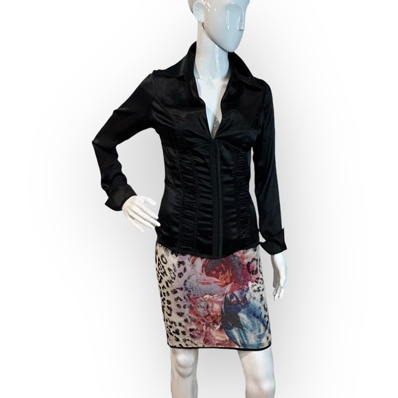 Marciano Stretch Satin Silk Corset Bodice Blouse - Picture 3 of 13